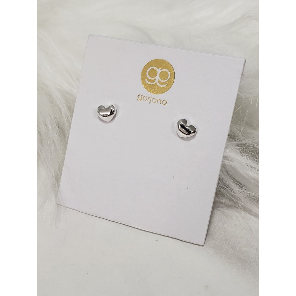 NEW Gorjana HEART CHARM STUD EARRINGS SILVER TONE SMALL DAINTY KAWAII